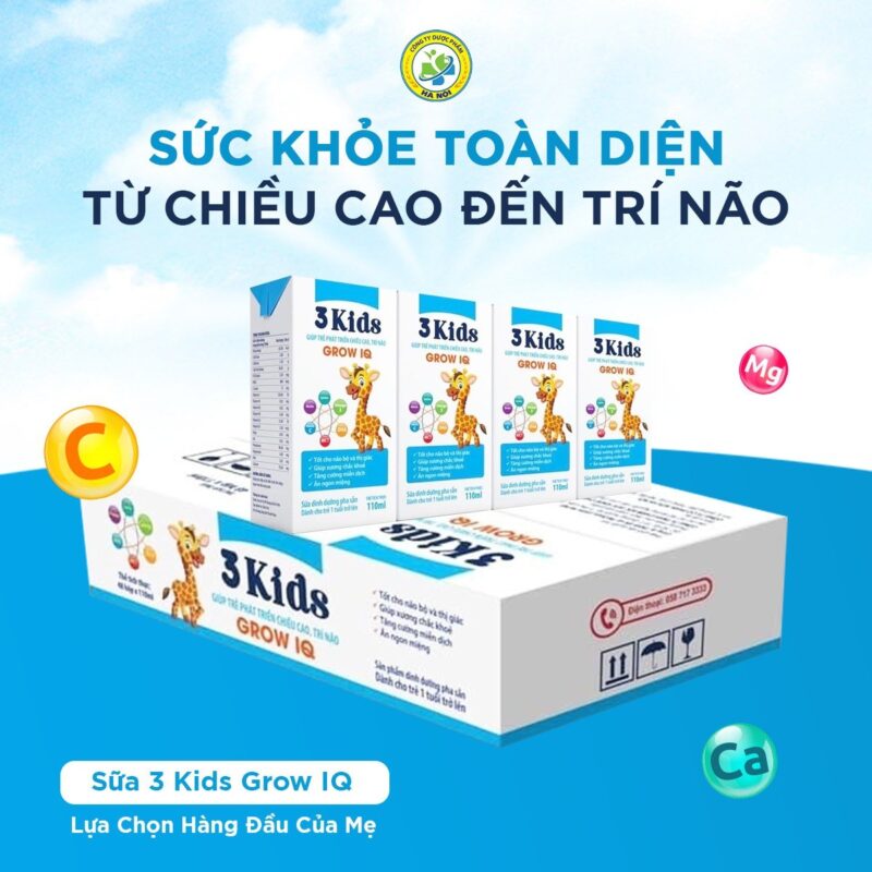 sữa 3 kid Grow IQ - sữa phát triển chiều cao, sữa phát triển trí não